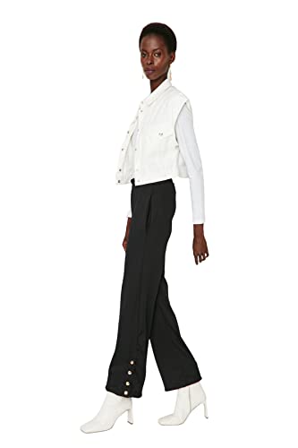 TRENDYOL Trendyol damskie spodnie dresowe modne męskie spodnie dresowe z wysokim pasem, Czarny, M