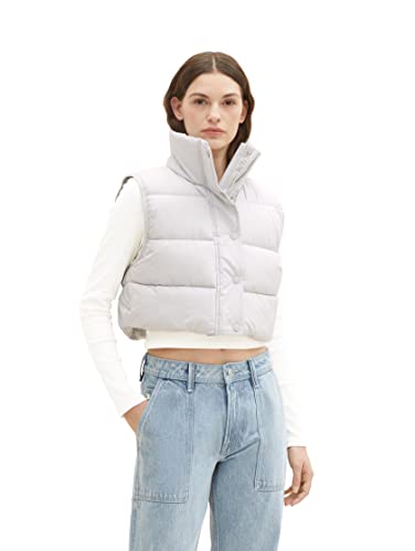 Damska kamizelka puchowa TOM TAILOR z denimu, 32253-podstawowy jasnoszary, S