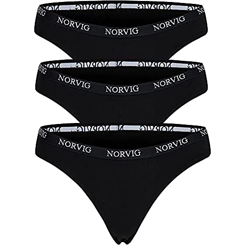 NORVIG Women's 3-pak czarne stringi stringi, M (DE)