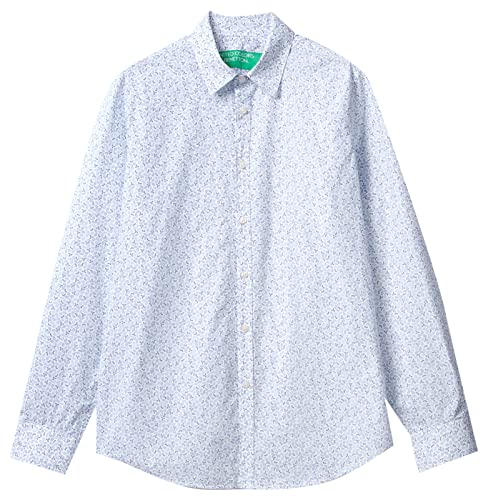 United Colors of Benetton Bluzka męska Camicia 58Z2UQ00W, Azzurro a Fantasia 80P, M, Azzurro a Fantasia 80p, M