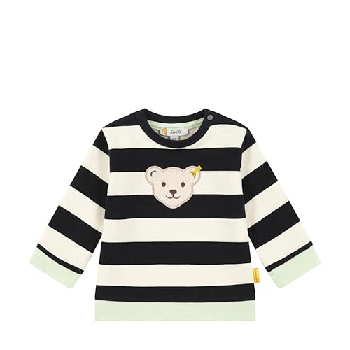 Steiff Bluza chłopięca z długim rękawem w paski, Eggnog, 62