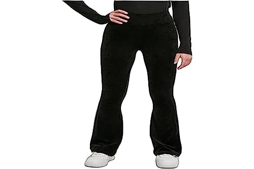 Urban Classics Damskie spodnie do jogi Damskie legginsy z wysokim stanem prążkowane aksamitne rozkloszowane legginsy, czarny, S