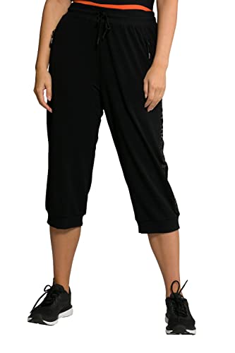 Ulla Popken Damskie spodnie do biegania Capri, z kieszeniami na zamek błyskawiczny, Black Beauty (kolor zamienny), 42