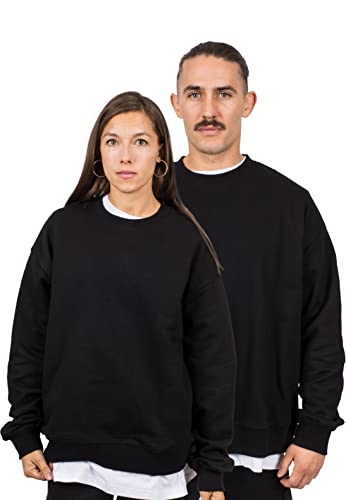 Blackskies Oversize Heavyweight Crewneck Sweater | Streetwear luksusowy sweter męski damski sweter bluza sweter sweter sweter, czarny, XL