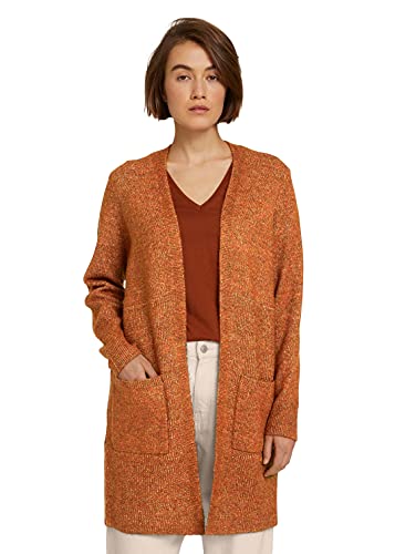 TOM TAILOR Denim Damski Kardigan z poliestru pochodzącego z recyklingu 1027725, 27549 - Amber Brown Melange, L
