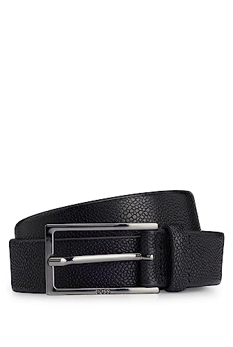 BOSS Męski pasek Carmello-Sc Sz30 ze strukturalnej skóry z grawerunkiem logo na sprzączce, czarny (Black1), 100