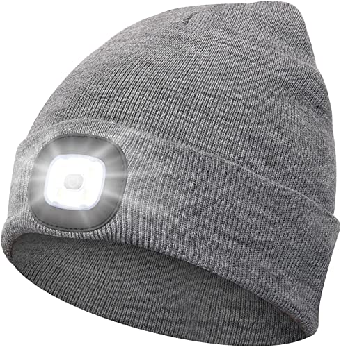 Little Hand Unisex LED Bonnet Lampe Frontale Lumière Tricoté Chapeau Hiver czapka beanie, czapka, szara, szary