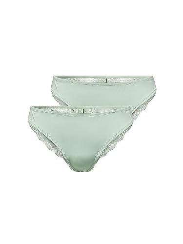 ONLY Figi damskie 2-pak brazylijskich koronek, Silt Green, L