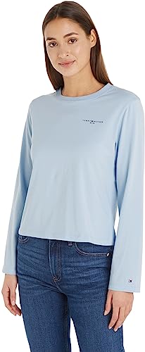 Tommy Hilfiger Topy damskie z dzianiny L/S, Niebieski bryzowy, XL