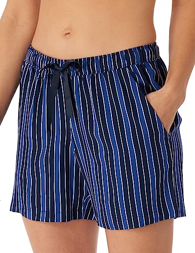Schiesser Damskie spodnie do spania krótkie wiskoza mieszanka tkana + relaks, niebieskie paski, 38, Blau Gestreift