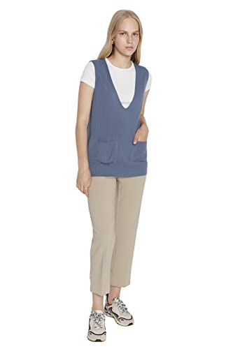 TRENDYOL Bluza damska Indigo Mobile Detailed Knitwear Sweater, L, indygo, L