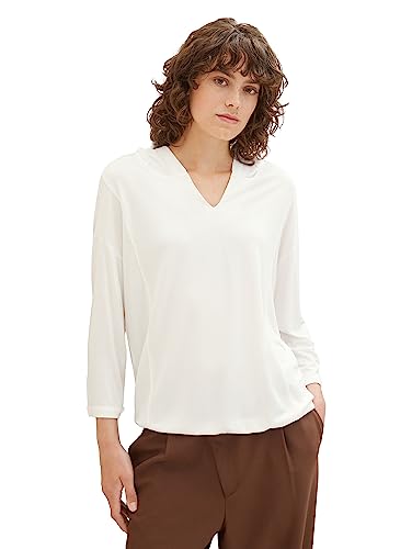 T-shirt damski z kapturem TOM TAILOR, 10315-Szept Biały, XS