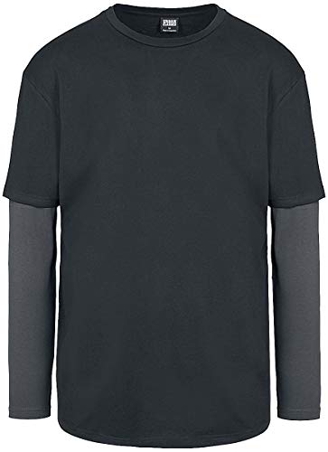 Urban Classics Męska koszulka z długim rękawem, oversized Shaped Double Layer Longsleeve, Basic Tee, dostępna w rozmiarach od S do 5XL, ciemny., S