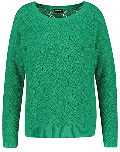 Taifun Damska bluza z kapturem z długim rękawem, raglanowa, ściągacze, długi rękaw, okrągły dekolt, wzór, Vibrant Green, 44