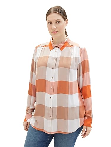 TOM TAILOR Damska bluzka plus size, 32422 - Blush Orange Check Woven, 48