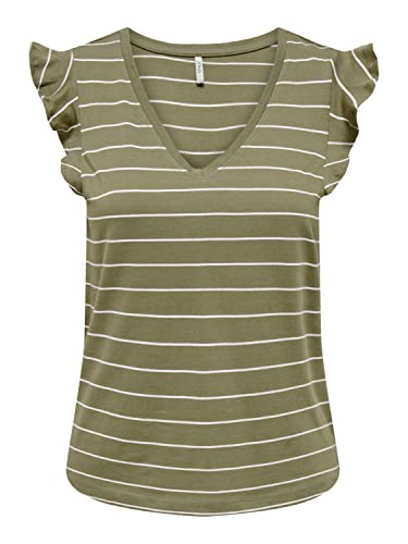 ONLY Women's ONLMAY S/S Frill top Box JRS T-Shirt, Mermaid, L, Mermaid, L