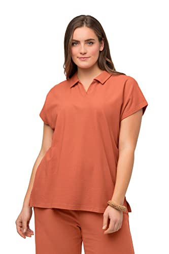 Ulla Popken, Damska koszulka polo oversize, koralowy, 50-52