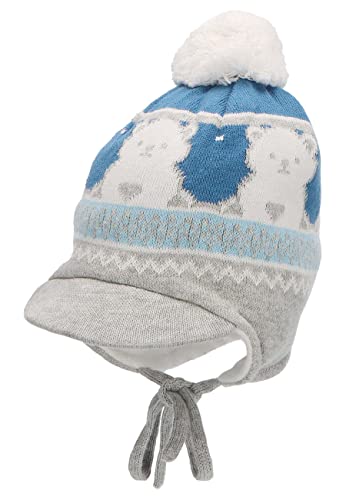 Sterntaler Chłopięca czapka z pomponem niedźwiedź, średni niebieski, 45