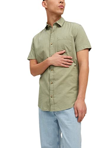 JACK & JONES Męska koszula Jorabel S/S Sn, khaki-zielony (Oil Green), L