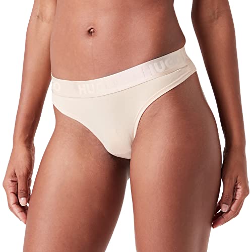 HUGO Damskie stringi z logo Thong Sports, Light Beige270, XXL