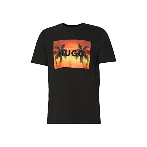 HUGO Męski T-shirt Dulive_U232, czarny 1, XL, czarny (Black1), XL