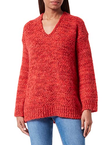 United Colors of Benetton Damski sweter z dekoltem w serek M/L 1442d400k, wielokolorowy, średni czerwony, 68j, M