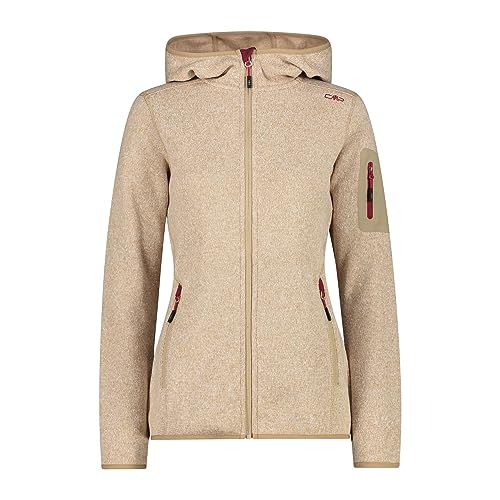 CMP Damska kurtka dzianinowa Tech ze stałym kapturem - 3h19826 kurtka polarowa, Anemon Sesam, 42, Anemon Sezam, 42