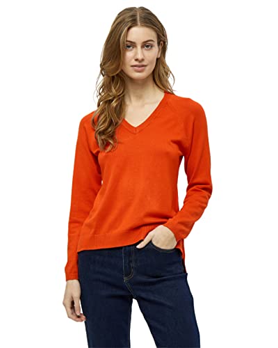 Peppercorn Damski sweter z dekoltem w serek 25 V, intensywny pomarańczowy, XS, Intensywny pomarańczowy, XS