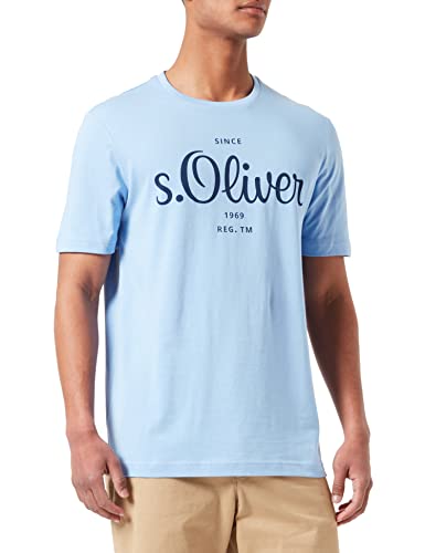 s.Oliver T-shirt męski z logo, Niebieski 5334, M