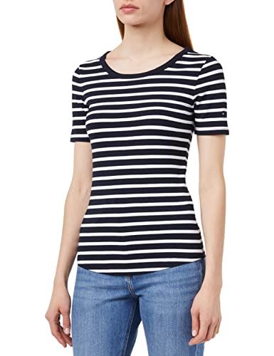 Tommy Hilfiger Damskie topy z dzianiny S/S, Brenton Stp/Biały/Pustynne Niebo, M