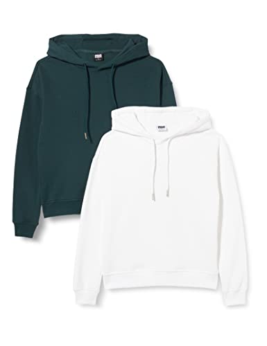Urban Classics Damska bluza z kapturem, biały + bottlegreen, L