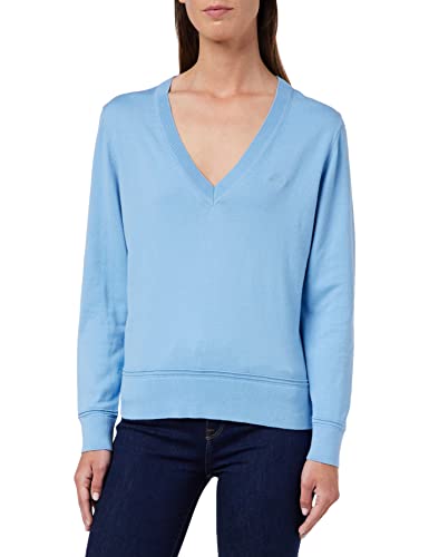 GANT Damski sweter bawełniany z dekoltem w serek, niebieski Gentle Blue, standardowy, Gentle Blue, L