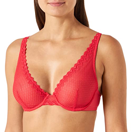 Billet Doux Klasyczny biustonosz damski, z fiszbinami, Hibiskusowy czerwony, 85C