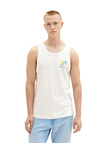 TOM TAILOR Denim Męski 1038463 Tank top, 12906-Wool White, XS, 12906 - Wool White, XS