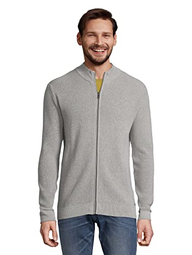 TOM TAILOR Męskie Kardigan z zamkiem błyskawicznym 1032015, 12035 - Grey Heather Melange, L