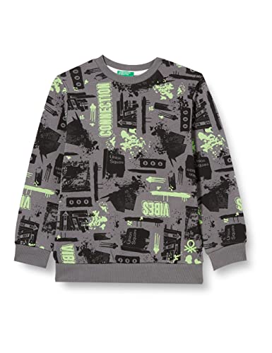 United Colors of Benetton Chłopięca bluza z długim rękawem z okrągłym dekoltem, 60q All-over Fantasy-grau, 130