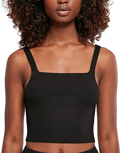 Urban Classics Women's Ladies Cropped Knit Top T-Shirt, czarny, XL