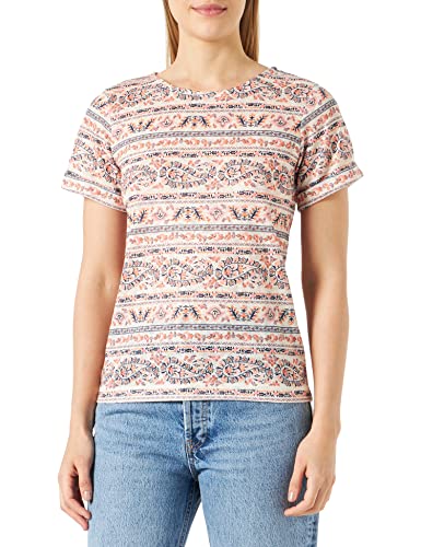 Springfield Damska Koszulka z Nadrukiem z Długim Rękawem, Beżowy, XS