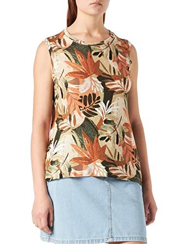 TOM TAILOR Damski Basic lniany tank top 1031204, 29549 - Colorful Summerly Design, S