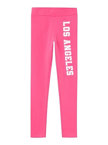 NAME IT Legginsy dziewczęce, Pink Flambé, 128 cm