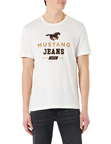 MUSTANG Męski T-shirt Alex C Print, Cloud Dancer 2020, XXL
