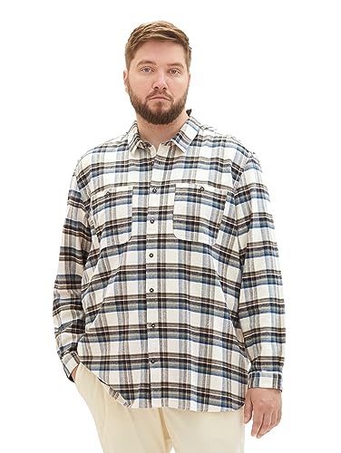 TOM TAILOR Męska koszula w kratę Comfort Fit z naszytymi kieszeniami na piersi, 32275-off White Colorful Check, 5XL