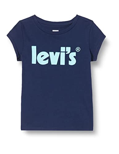 Levi's Kids Koszulka dziewczęca Lvg Basic z plakatem, Średniowieczny niebieski, 12 Lata