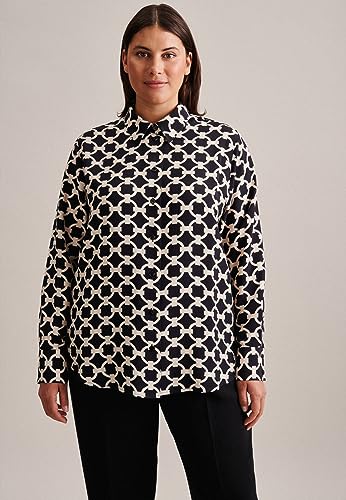 Seidensticker Damska bluzka - modna bluzka - Curvy Fit - kołnierz koszuli - długi rękaw - strecz, czarny, 48