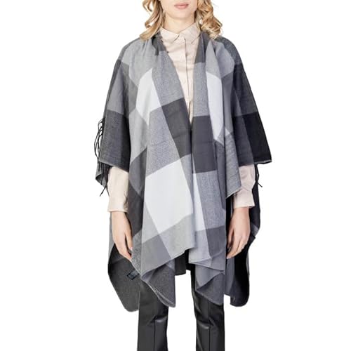 ONLY Damskie ponczo Onlvivian Life Frill Cc Cardigan Sweater (opakowanie 30 szt.), Ciemnoszary melanż/szczegóły: sprawdzanie, jeden rozmiar