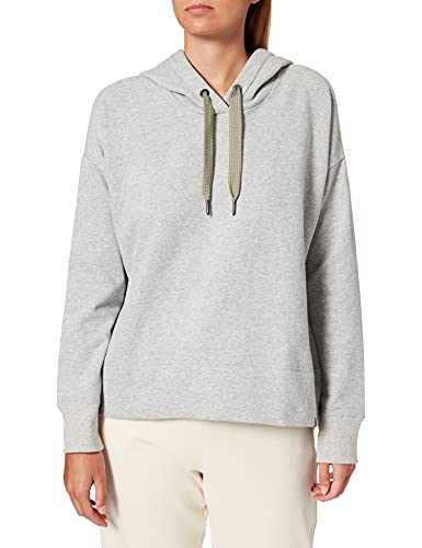 camel active Damska bluza z kapturem z bawełny, jasnoszary, L