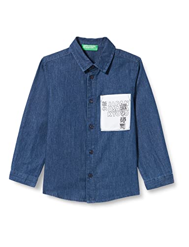 United Colors of Benetton Bluzka chłopięca Camicia 5DHJGQ00K, Blu Denim 901, 82
