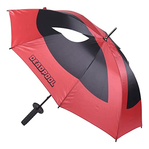 CERDÁ LIFE'S LITTLE MOMENTS - Parasol Katana Deadpool - Ręczne otwieranie z mechanizmem zapobiegającym przedostawaniu się - Oficjalna licencja Marvel, czerwony