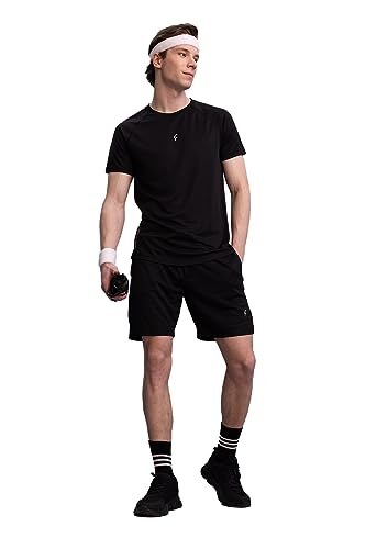 DeFacto Męskie krótkie spodnie do biegania, wygodne, krótkie spodnie sportowe dla mężczyzn, uniwersalne krótkie spodnie dla mężczyzn, wysokiej jakości spodnie męskie do uprawiania sportu, czarny, S