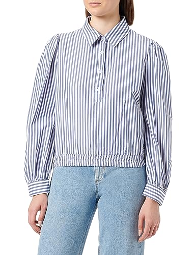 TILDEN Damska bluzka z długim rękawem 37331005, biało-niebieska, XS, biały niebieski, XS